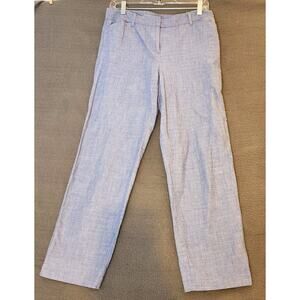 Talbots Perfect Crop Pants Womens‎ Sz 4 Chambray Blue Classic Button Legs Cotton